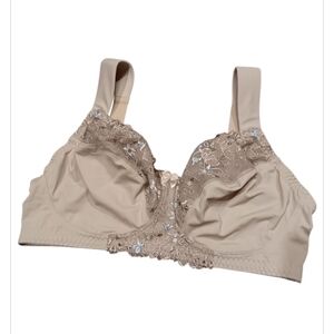 Curve Muse Plus Size Unline Minimizer Underwire Bra with Embroidery NWOT